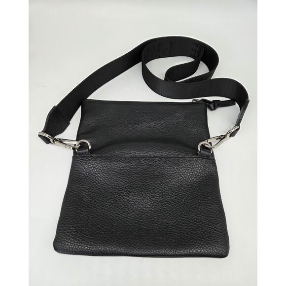 PRUNE Pebbled Black Leather Cross Body Bag Zip Foldover - Picture 16 of 16